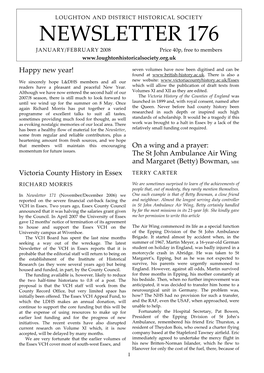 NEWSLETTER 176 JANUARY/FEBRUARY 2008 Price 40P, Free to Members