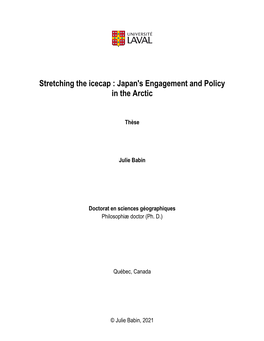 Japan's Engagement and Policy in the Arctic