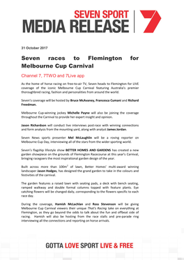 Seven Races to Flemington for Melbourne Cup Carnival