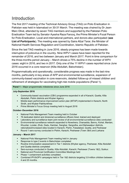 Introduction the First 2017 Meeting of the Technical Advisory Group (TAG) on Polio Eradication in Pakistan Was Held in Islamabad on 30-31 March