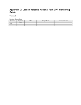 Appendix D: Lassen Volcanic National Park CPP Monitoring Guide