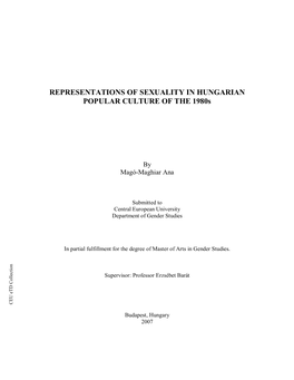 Magó-Maghiar Anamagó-Maghiar Budapest, Hungary Budapest, Submitted to Submitted 2007 by CEU Etd Collection Undertaken