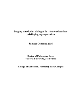 Staging Standpoint Dialogue in Tristate Education: Privileging Anangu Voices