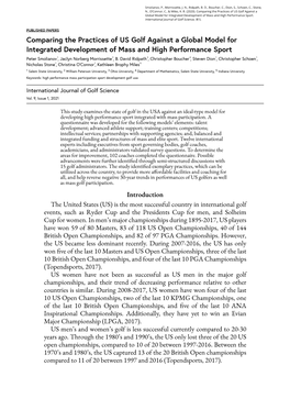 Comparing the Practices of US Golf Against a Global Model for Integrated Development of Mass and High Performance Sport