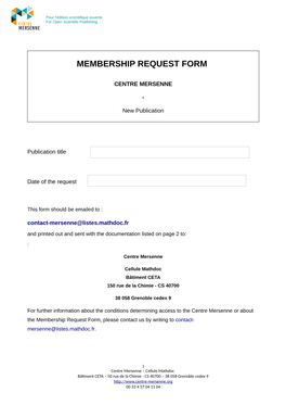 Membership Request Form