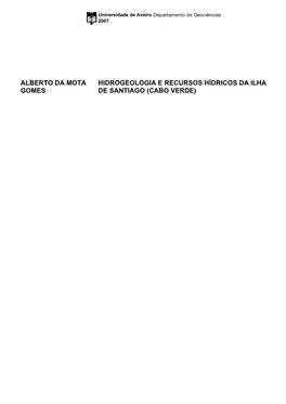 Alberto Da Mota Gomes Hidrogeologia E Recursos Hídricos Da Ilha De