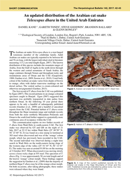 An Updated Distribution of the Arabian Cat Snake Telescopus Dhara in the United Arab Emirates