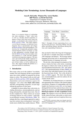 Modeling Color Terminology Across Thousands of Languages