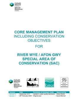 River Wye SAC Core Management Plan, Natural Resources Wales