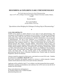 Describing & Exploring Early Phenomenology