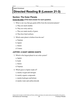 Directed Reading B (Lesson 21-3)