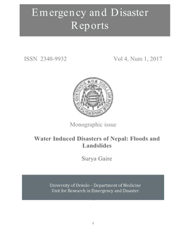 Emergency and Disaster Reports 2017; 4 (1): 2-50