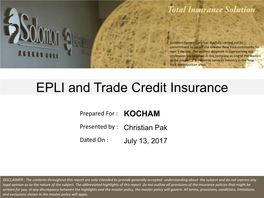 EPLI and Trade Credit Insurance