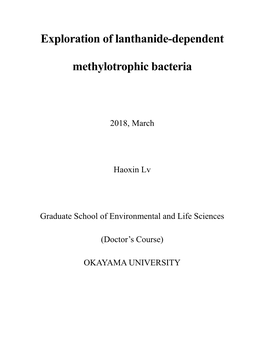 Exploration of Lanthanide-Dependent Methylotrophic Bacteria