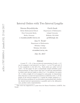 Interval Orders with Two Interval Lengths