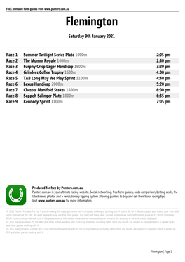 Flemington Printable Form Guide