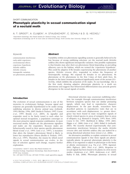 Phenotypic Plasticity in Sexual Communication Signal of a Noctuid Moth