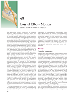 Loss of Elbow Motion DEBDUT BISWAS • ROBERT W