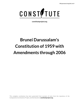 Brunei Darussalam's Constitution of 1959 with Amendments Through 2006