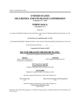 UNITED STATES SECURITIES and EXCHANGE COMMISSION Washington, D