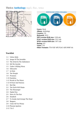 Thrice Anthology Mp3, Flac, Wma