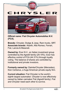Fiat Chrysler Automobiles NV (FCA). Brands