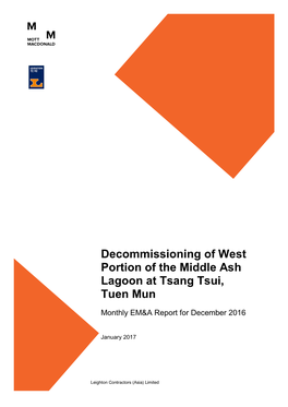 Decommissioning of West Portion of the Middle Ash Lagoon at Tsang Tsui, Tuen Mun