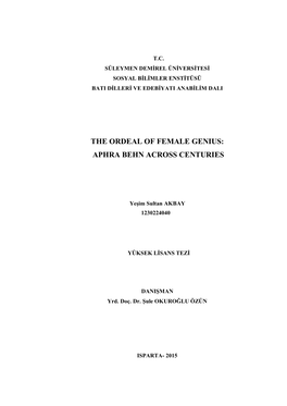 The Ordeal of Female Genius: Aphra Behn Across Centuries