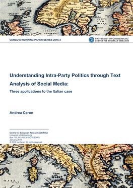 Understanding Intra-Party Politics Through Text Analysis of Social Media: Three Applications to the Italian Case