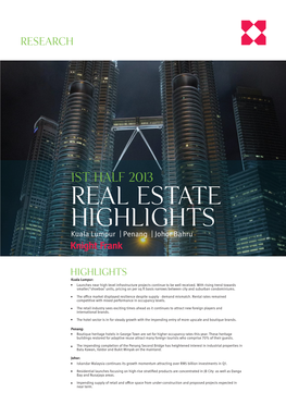 Real Estate Highlights Kuala Lumpur | Penang | Johor Bahru