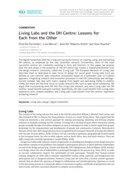 Living Labs and the DH Centre: Lessons for Each from the Other