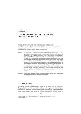 Chapter 12 Stellar Engines and the Controlled Movement of the Sun