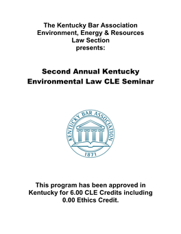 Second Annual Kentucky Environmental Law CLE Seminar