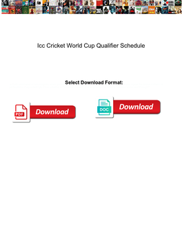 Icc Cricket World Cup Qualifier Schedule