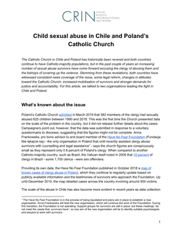 Child Sexual Abuse in Chile and Poland's Catholic Church