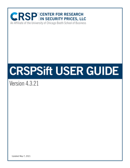 Crspsift 4.3.21 User Guide | Chapter 2: Installation and Setup PAGE 7 License Agreement