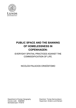 Public Space and the Banning of Homelessness in Copenhagen: Everyday Spatial Practices Against the Commodification of Life