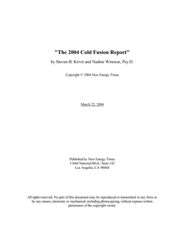 The 2004 Cold Fusion Report