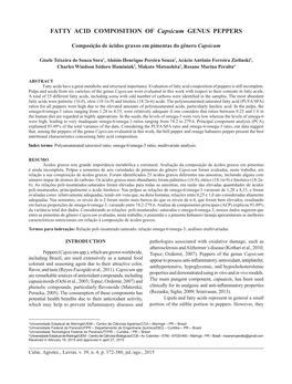 FATTY ACID COMPOSITION of Capsicum GENUS PEPPERS