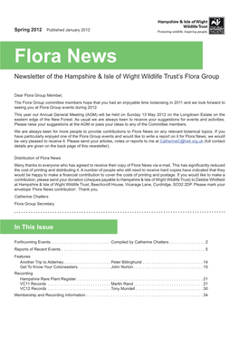 Flora News Newsletter of the Hampshire & Isle of Wight Wildlife Trust’S Flora Group