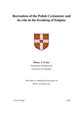 Recreation of the Polish Cyclometer and Its Role in the Breaking of Enigma