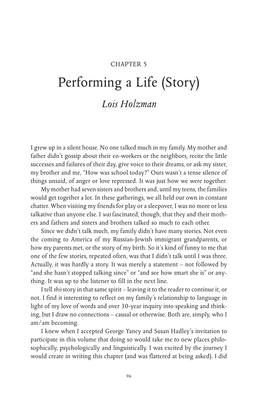 Performing a Life (Story) Lois Holzman