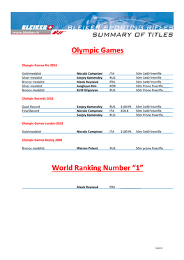Olympic Games World Ranking Number