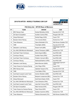 2018 Fia Wtcr - World Touring Car Cup