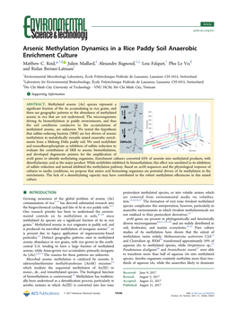 Arsenic Methylation Dynamics in a Rice Paddy Soil Anaerobic Enrichment Culture † ∥ ‡ † ⊥ † § Matthew C