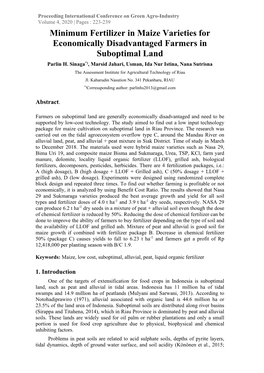 Minimum Fertilizer in Maize Varieties for Economically Disadvantaged Farmers in Suboptimal Land Parlin H