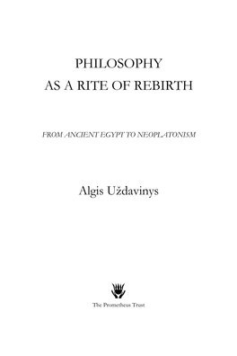 Philosophy As a Rite of Rebirth