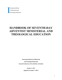 Handbook of Seventh-Day Adventist Ministerial and Theological Education