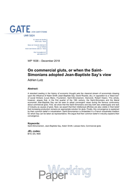 On Commercial Gluts, Or When the Saint- Simonians Adopted Jean-Baptiste Say’S View