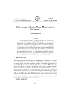 Color Image Indexing Using Mathematical Morphology